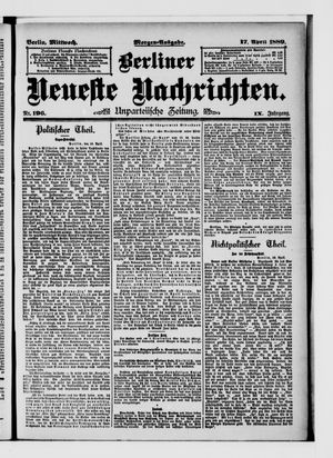 Berliner neueste Nachrichten on Apr 17, 1889