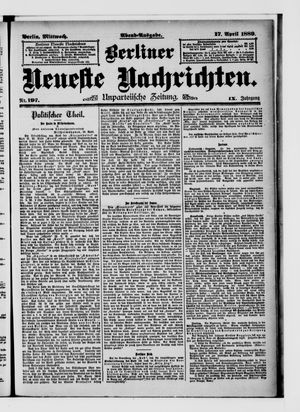 Berliner neueste Nachrichten vom 17.04.1889