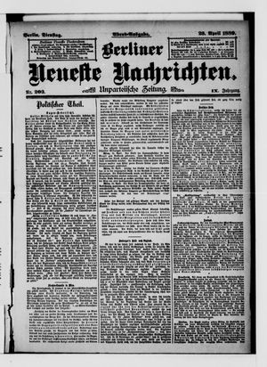 Berliner neueste Nachrichten vom 23.04.1889