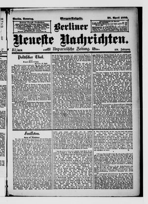 Berliner neueste Nachrichten vom 28.04.1889