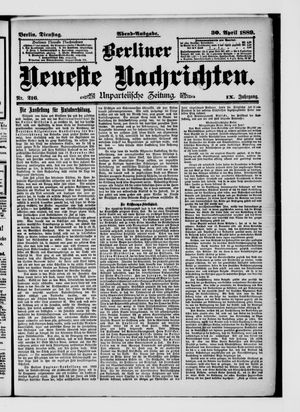 Berliner Neueste Nachrichten vom 30.04.1889