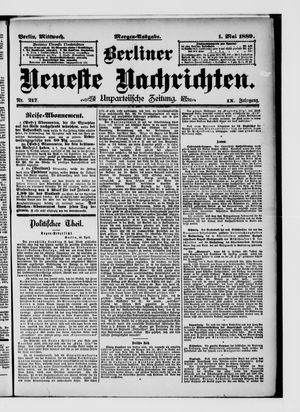 Berliner neueste Nachrichten vom 01.05.1889