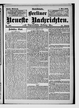 Berliner Neueste Nachrichten on May 1, 1889