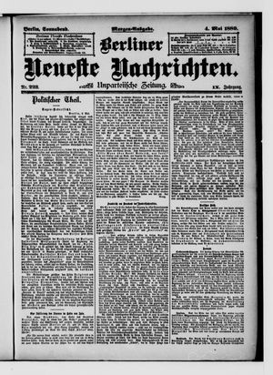 Berliner neueste Nachrichten on May 4, 1889