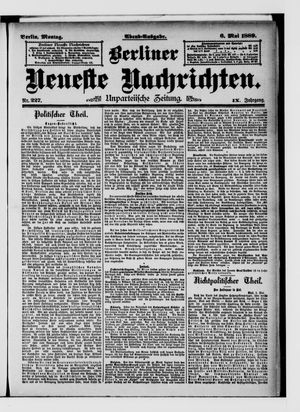 Berliner neueste Nachrichten on May 6, 1889