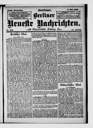 Berliner Neueste Nachrichten vom 09.05.1889