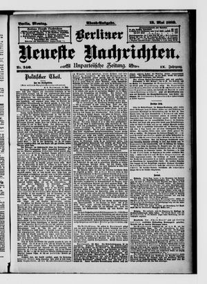 Berliner Neueste Nachrichten on May 13, 1889