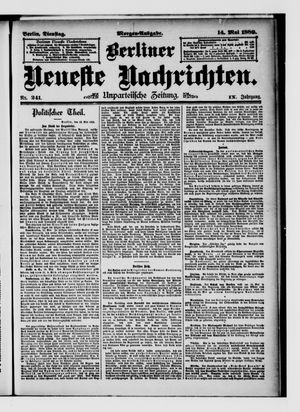 Berliner neueste Nachrichten vom 14.05.1889
