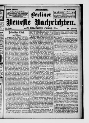 Berliner Neueste Nachrichten on May 17, 1889
