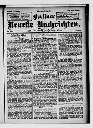 Berliner neueste Nachrichten vom 28.05.1889