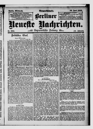 Berliner neueste Nachrichten on Jun 12, 1889