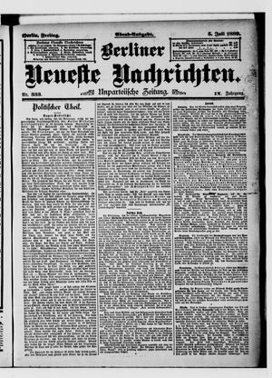 Berliner neueste Nachrichten on Jul 5, 1889