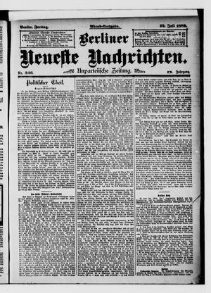 Berliner neueste Nachrichten on Jul 12, 1889