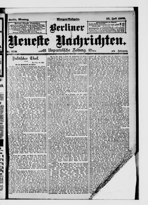 Berliner Neueste Nachrichten on Jul 15, 1889
