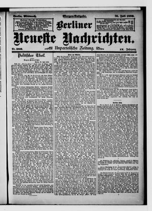 Berliner Neueste Nachrichten vom 31.07.1889