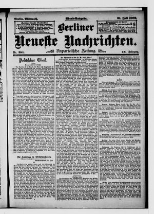 Berliner Neueste Nachrichten on Jul 31, 1889