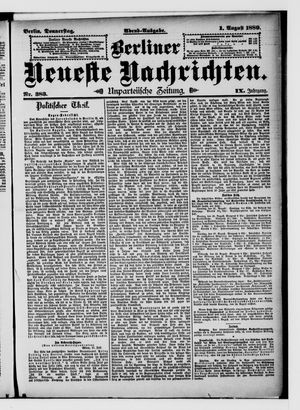 Berliner Neueste Nachrichten vom 01.08.1889