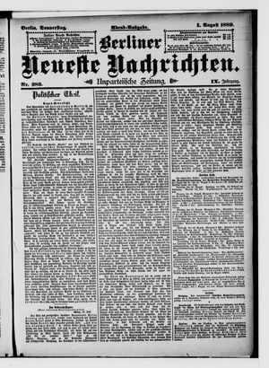 Berliner Neueste Nachrichten on Aug 1, 1889