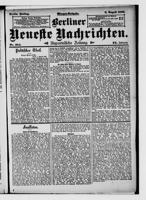Berliner Neueste Nachrichten on Aug 2, 1889