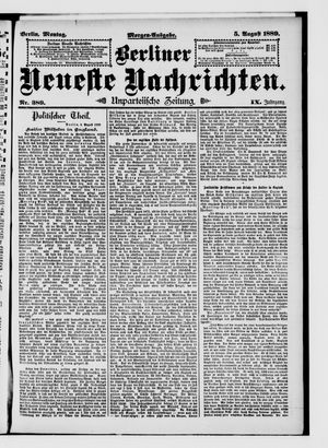 Berliner Neueste Nachrichten vom 05.08.1889