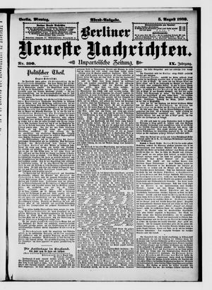 Berliner Neueste Nachrichten on Aug 5, 1889