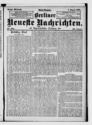 Berliner Neueste Nachrichten on Aug 7, 1889