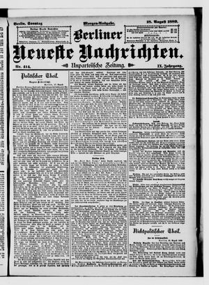 Berliner Neueste Nachrichten on Aug 18, 1889