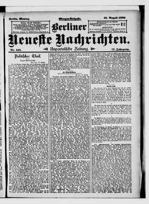 Berliner Neueste Nachrichten vom 19.08.1889