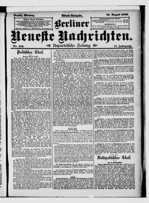 Berliner Neueste Nachrichten vom 19.08.1889