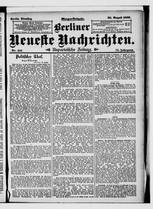 Berliner Neueste Nachrichten vom 20.08.1889