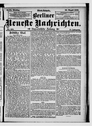 Berliner Neueste Nachrichten vom 20.08.1889