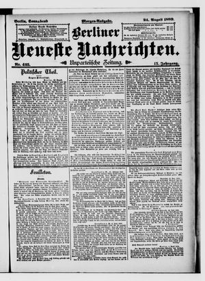 Berliner Neueste Nachrichten vom 24.08.1889