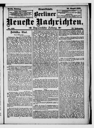 Berliner Neueste Nachrichten on Aug 25, 1889
