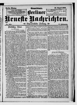 Berliner Neueste Nachrichten on Aug 26, 1889