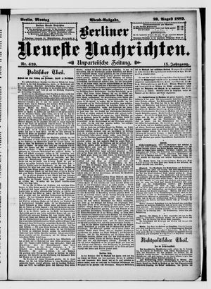 Berliner Neueste Nachrichten on Aug 26, 1889