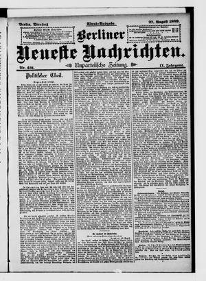 Berliner Neueste Nachrichten vom 27.08.1889