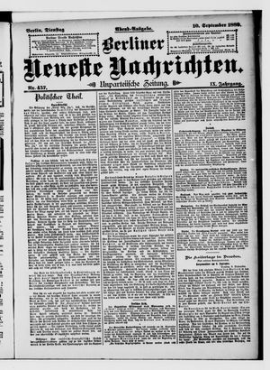 Berliner Neueste Nachrichten vom 10.09.1889