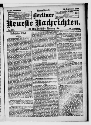 Berliner Neueste Nachrichten vom 11.09.1889