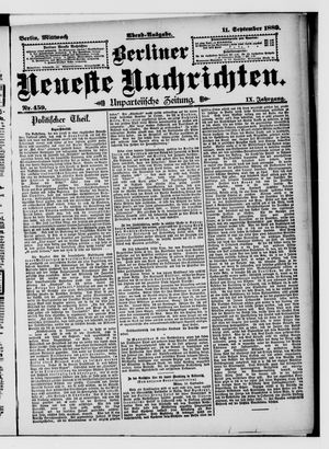 Berliner Neueste Nachrichten vom 11.09.1889