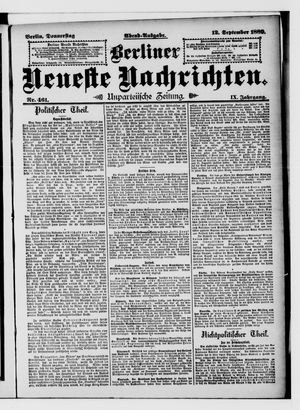 Berliner Neueste Nachrichten vom 12.09.1889