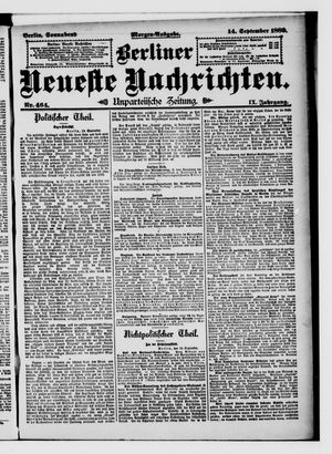 Berliner Neueste Nachrichten vom 14.09.1889