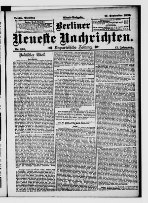 Berliner Neueste Nachrichten vom 17.09.1889