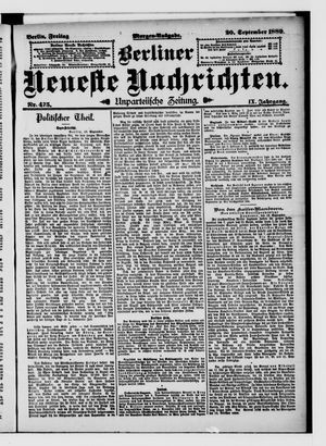 Berliner Neueste Nachrichten vom 20.09.1889