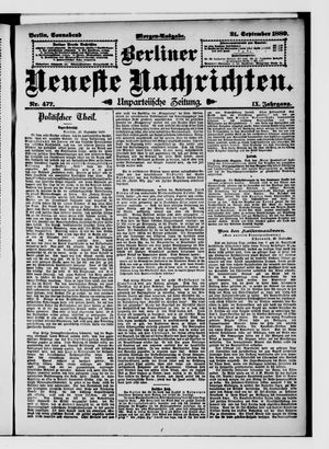 Berliner Neueste Nachrichten vom 21.09.1889