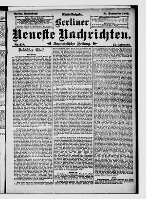 Berliner Neueste Nachrichten vom 21.09.1889