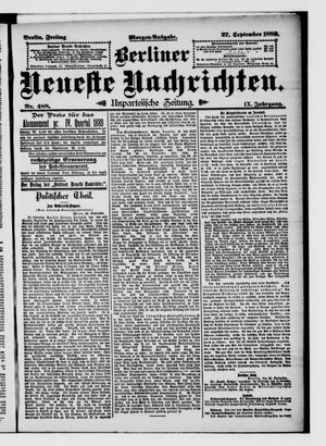 Berliner Neueste Nachrichten vom 27.09.1889