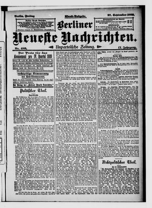 Berliner Neueste Nachrichten vom 27.09.1889