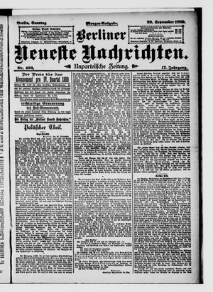 Berliner Neueste Nachrichten vom 29.09.1889