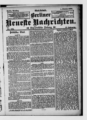 Berliner Neueste Nachrichten vom 01.10.1889
