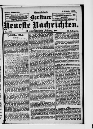 Berliner Neueste Nachrichten vom 03.10.1889